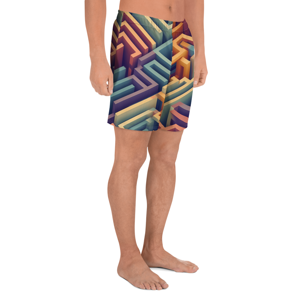 3D Maze Illusion | 3D Patterns | All-Over Print Men's Recycled Athletic Shorts - #3