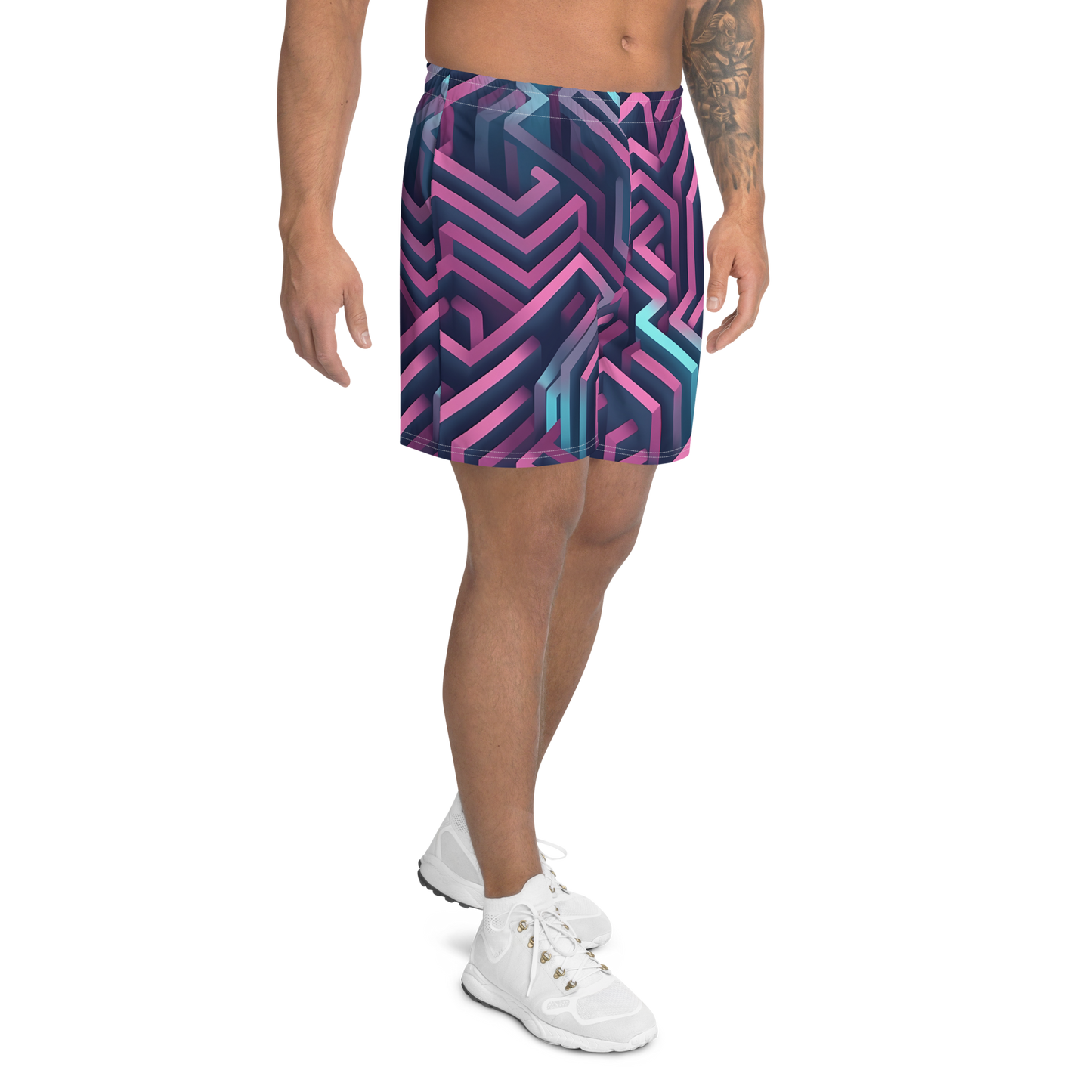 3D Maze Illusion | 3D Patterns | All-Over Print Men's Recycled Athletic Shorts - #4