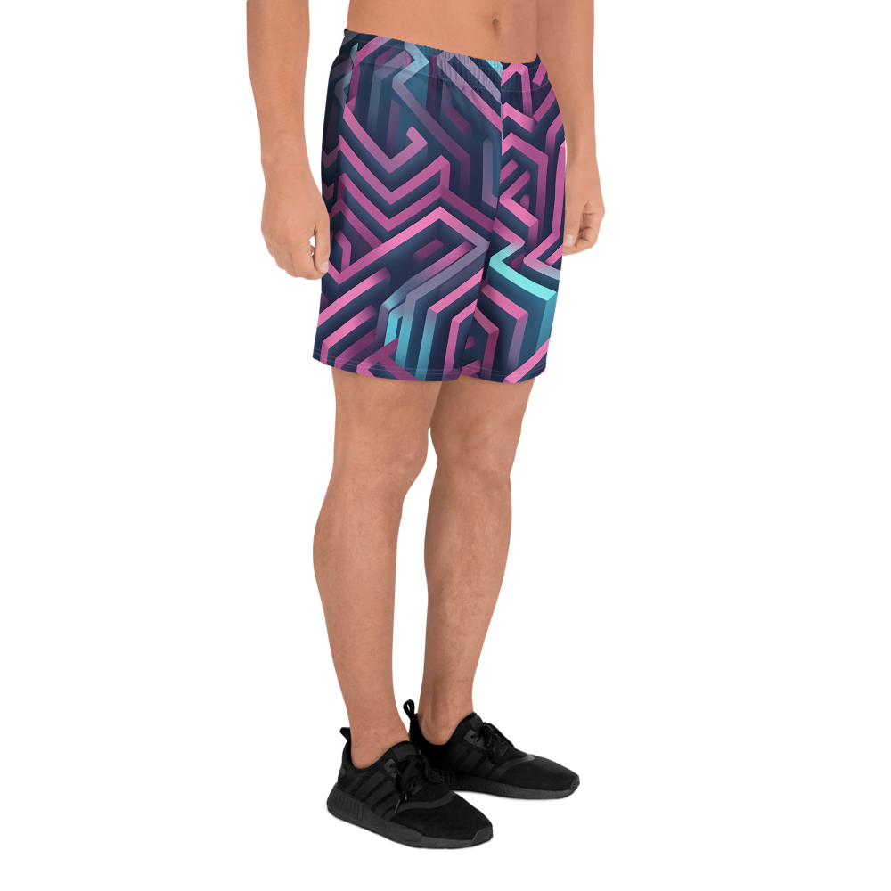 3D Maze Illusion | 3D Patterns | All-Over Print Men's Recycled Athletic Shorts - #4