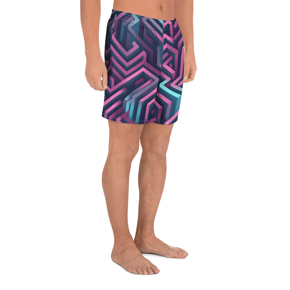 3D Maze Illusion | 3D Patterns | All-Over Print Men's Recycled Athletic Shorts - #4