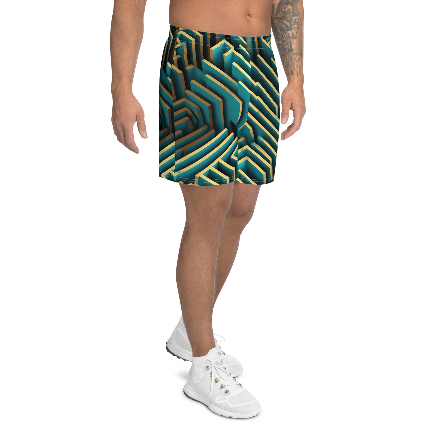 3D Maze Illusion | 3D Patterns | All-Over Print Men's Recycled Athletic Shorts - #5