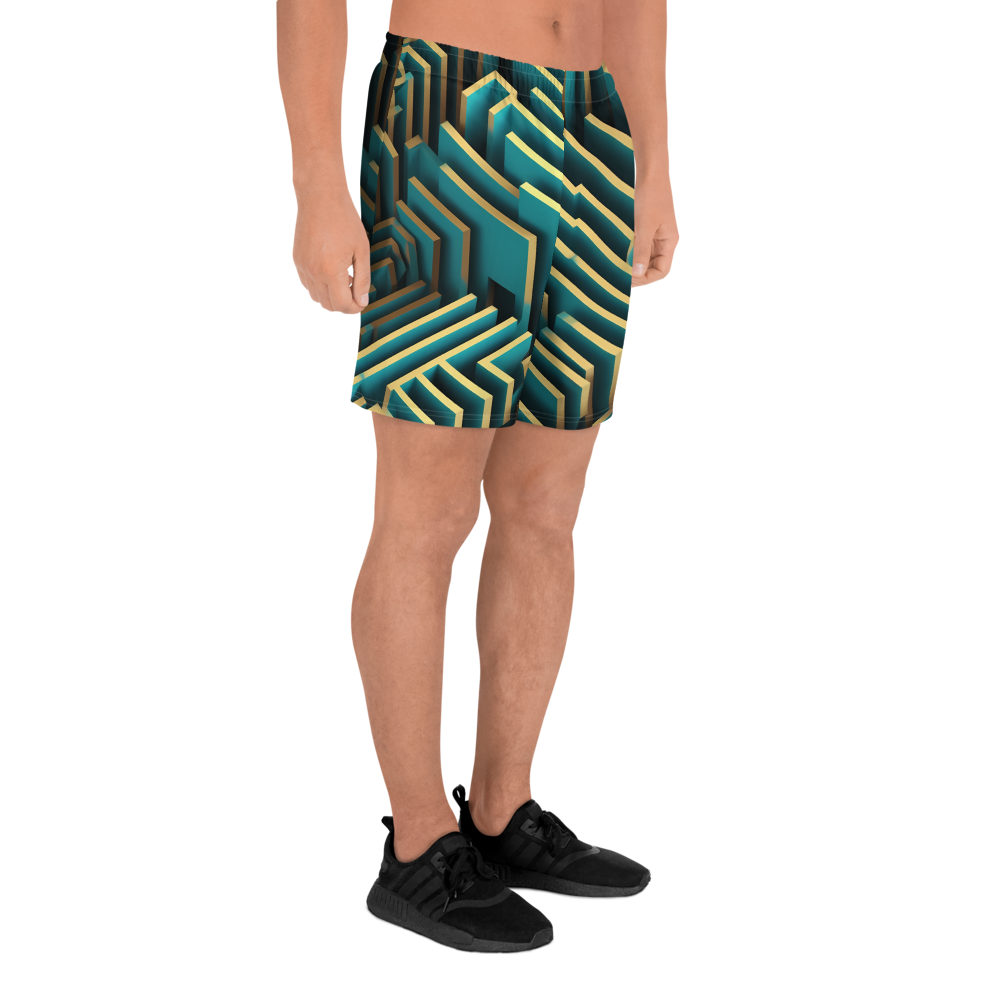 3D Maze Illusion | 3D Patterns | All-Over Print Men's Recycled Athletic Shorts - #5