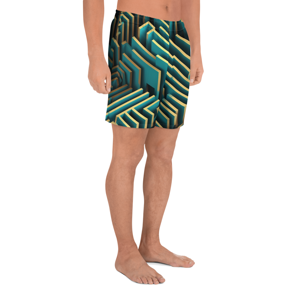 3D Maze Illusion | 3D Patterns | All-Over Print Men's Recycled Athletic Shorts - #5