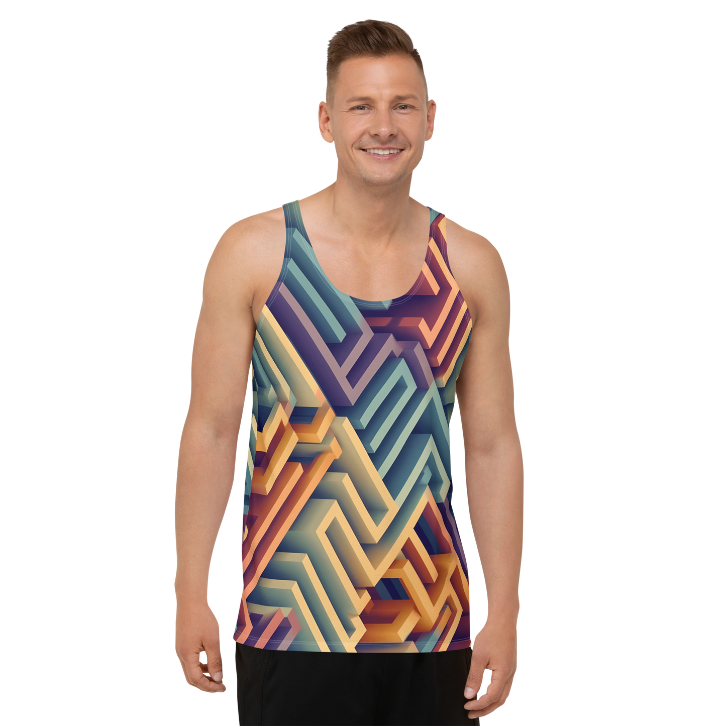 3D Maze Illusion | 3D Patterns | All-Over Print Men's Tank Top - #3