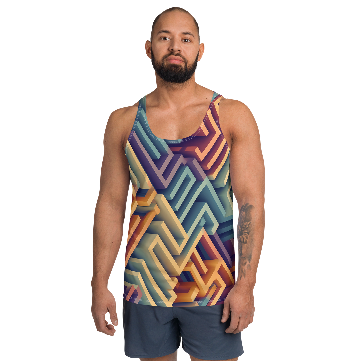 3D Maze Illusion | 3D Patterns | All-Over Print Men's Tank Top - #3