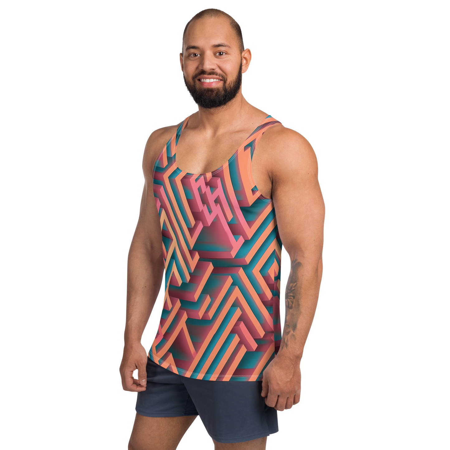 3D Maze Illusion | 3D Patterns | All-Over Print Men's Tank Top - #1