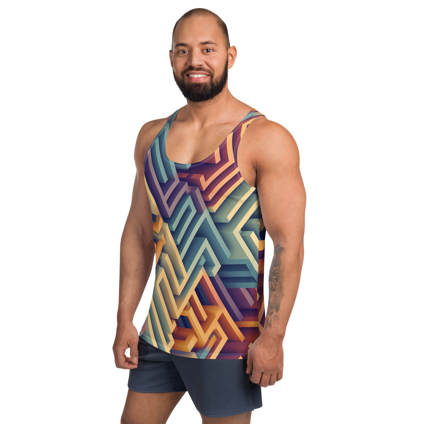 3D Maze Illusion | 3D Patterns | All-Over Print Men's Tank Top - #3