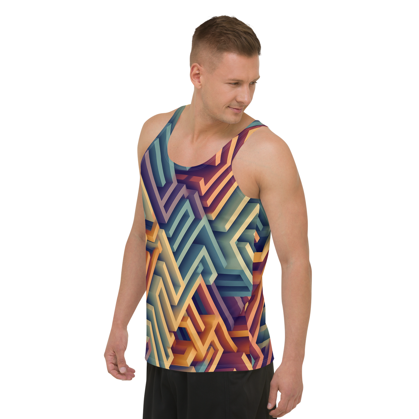 3D Maze Illusion | 3D Patterns | All-Over Print Men's Tank Top - #3