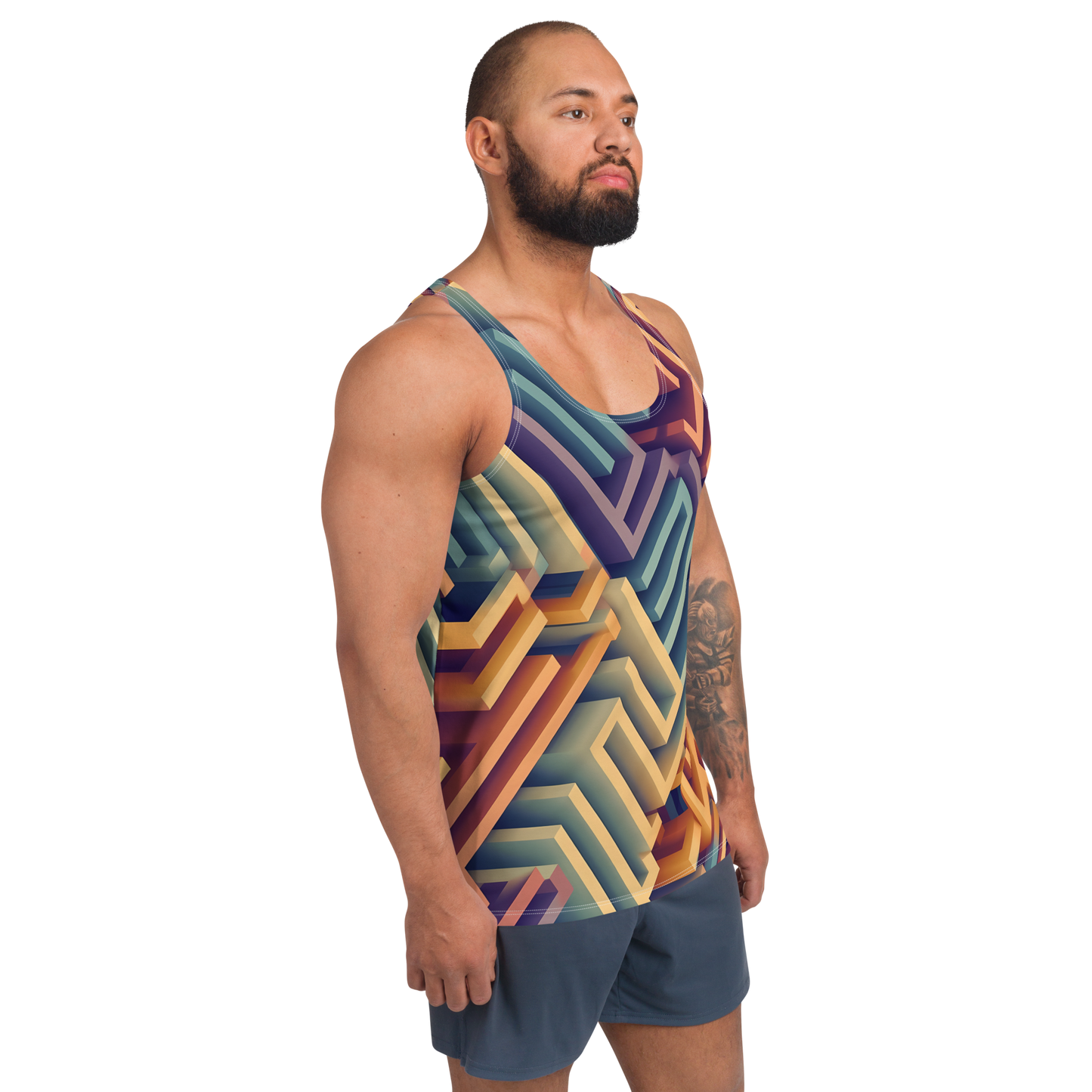 3D Maze Illusion | 3D Patterns | All-Over Print Men's Tank Top - #3