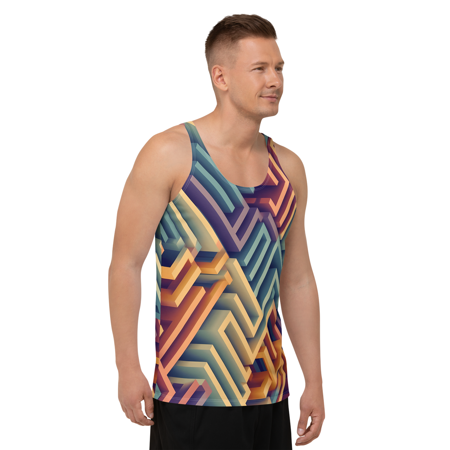 3D Maze Illusion | 3D Patterns | All-Over Print Men's Tank Top - #3