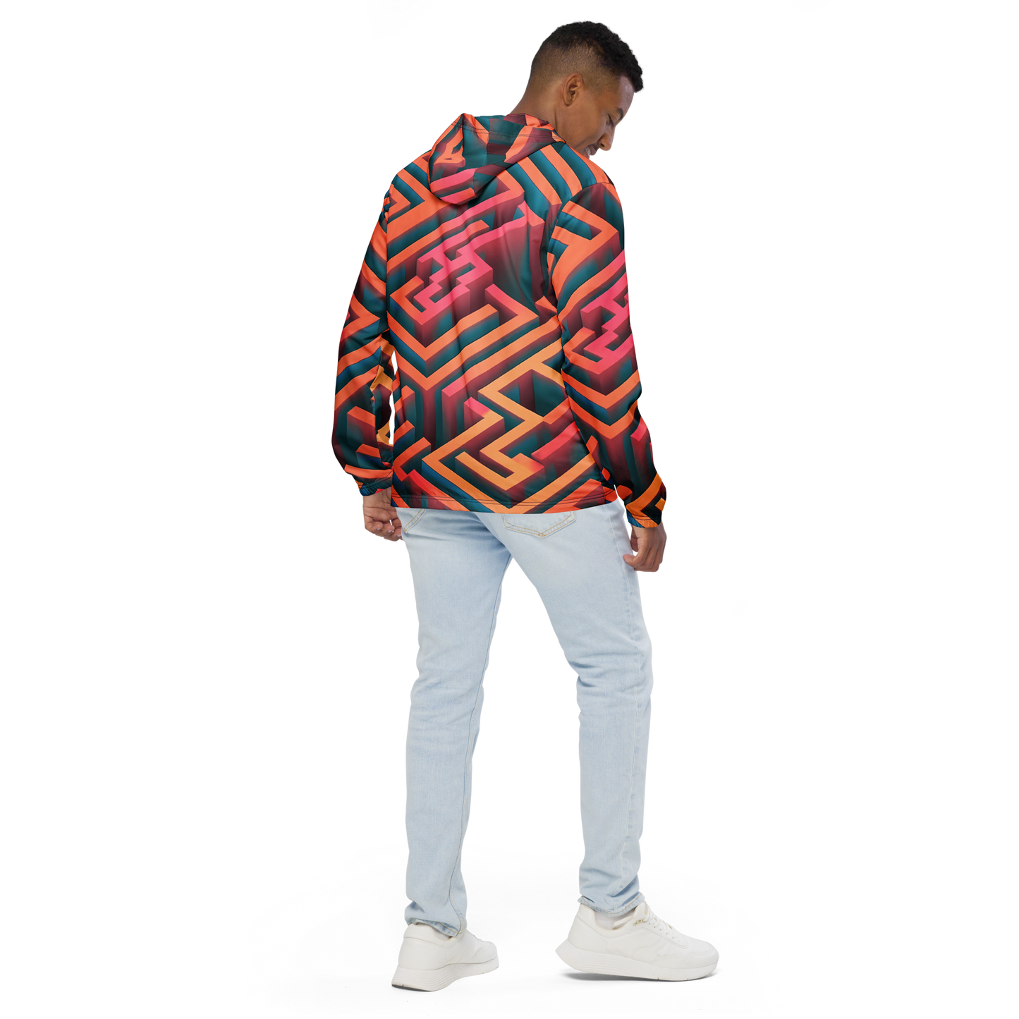 3D Maze Illusion | 3D Patterns | All-Over Print Men's Windbreaker - #1