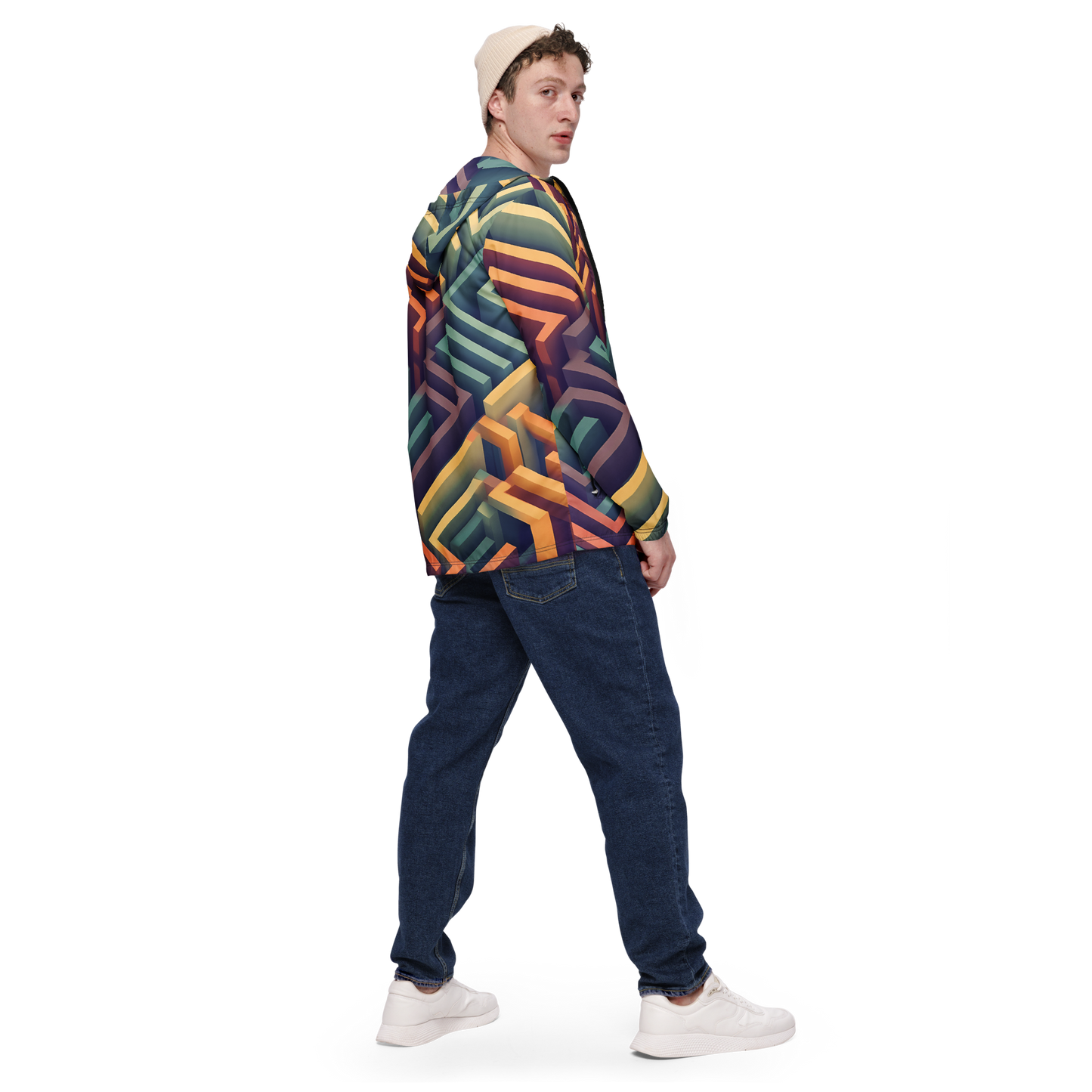 3D Maze Illusion | 3D Patterns | All-Over Print Men's Windbreaker - #3