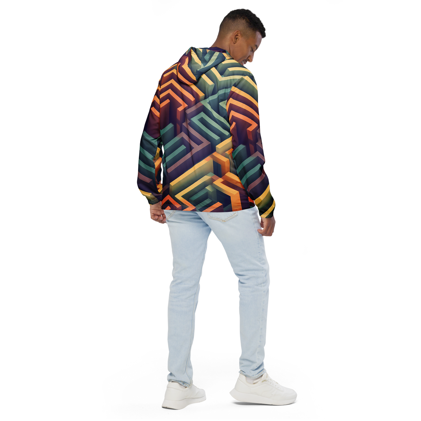 3D Maze Illusion | 3D Patterns | All-Over Print Men's Windbreaker - #3