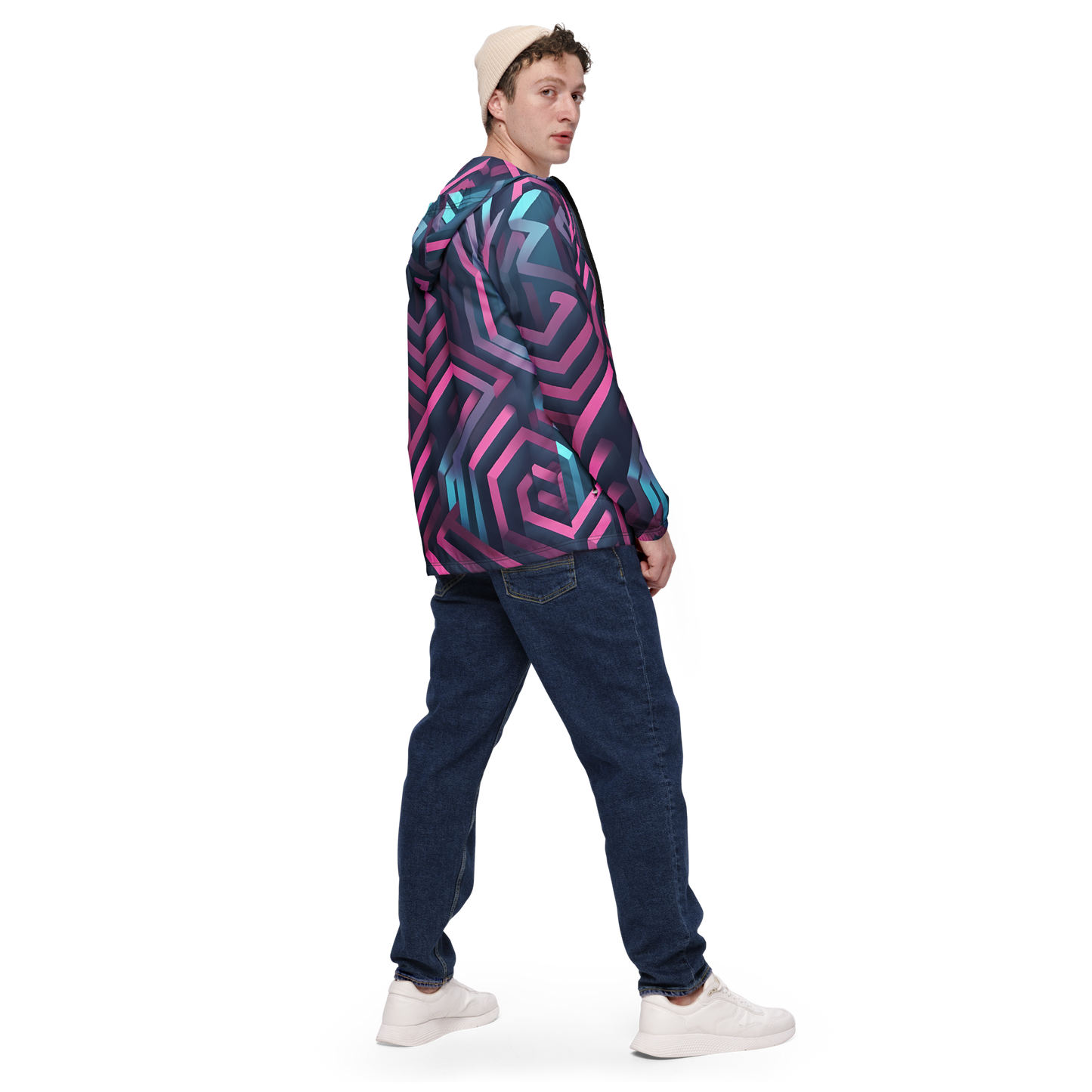 3D Maze Illusion | 3D Patterns | All-Over Print Men's Windbreaker - #4