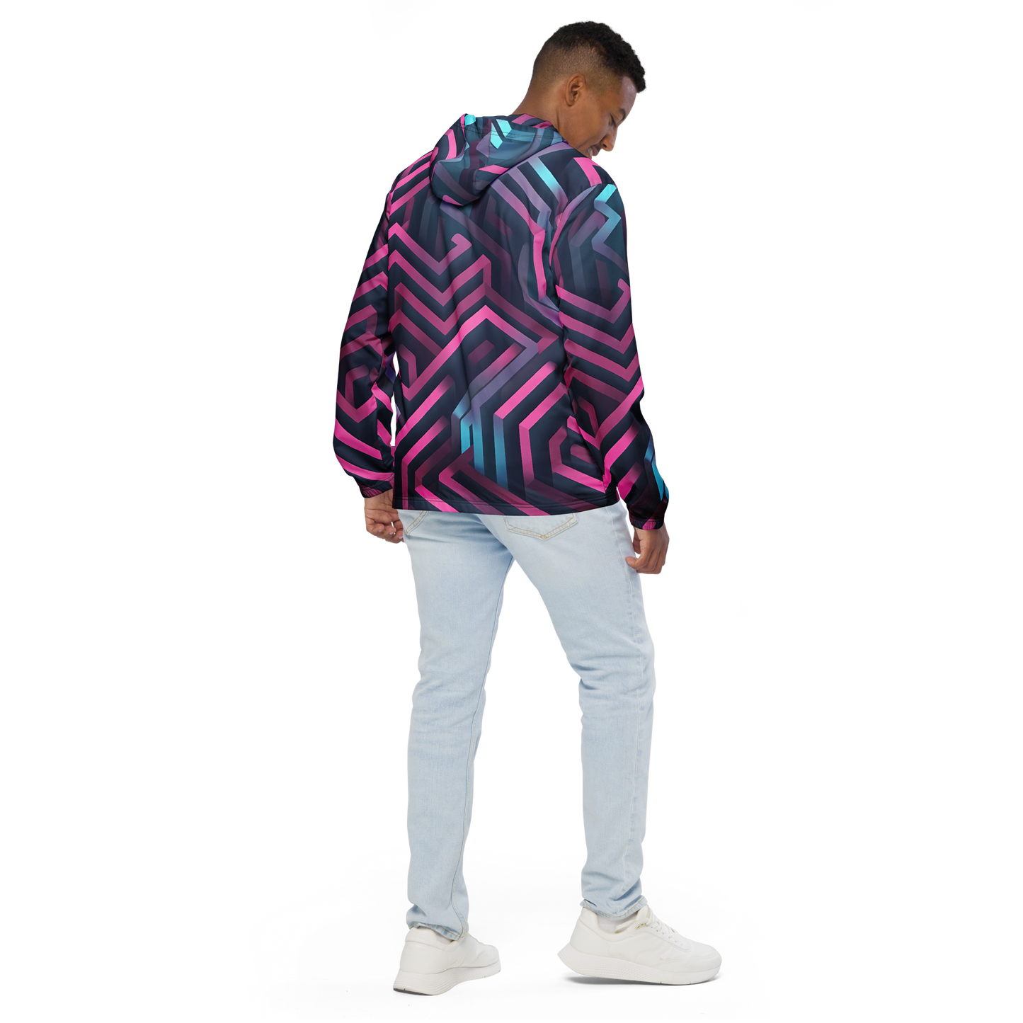 3D Maze Illusion | 3D Patterns | All-Over Print Men's Windbreaker - #4