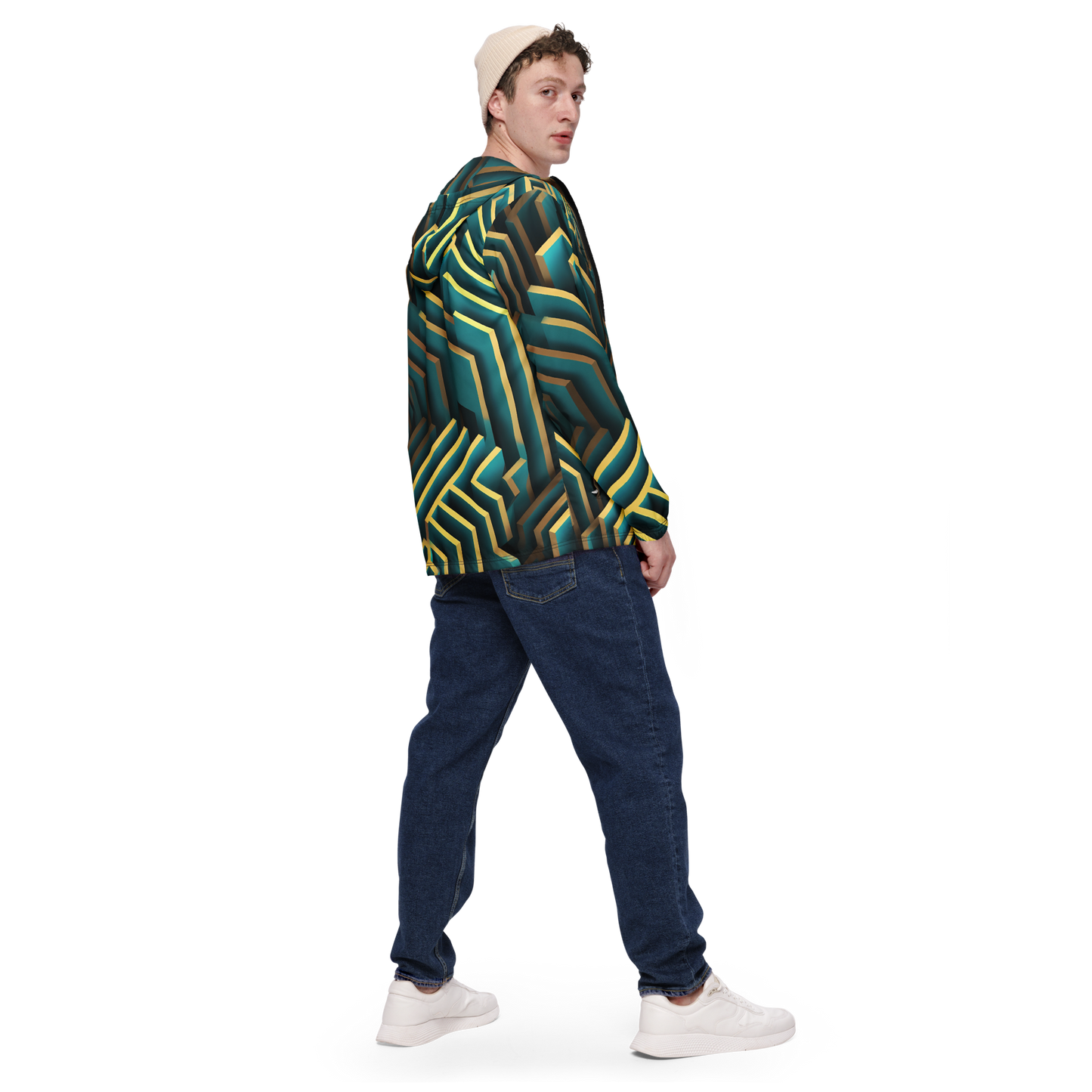 3D Maze Illusion | 3D Patterns | All-Over Print Men's Windbreaker - #5