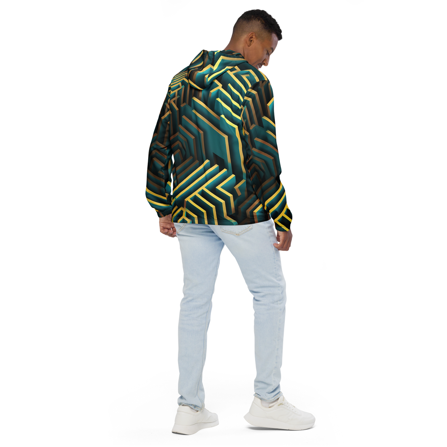 3D Maze Illusion | 3D Patterns | All-Over Print Men's Windbreaker - #5