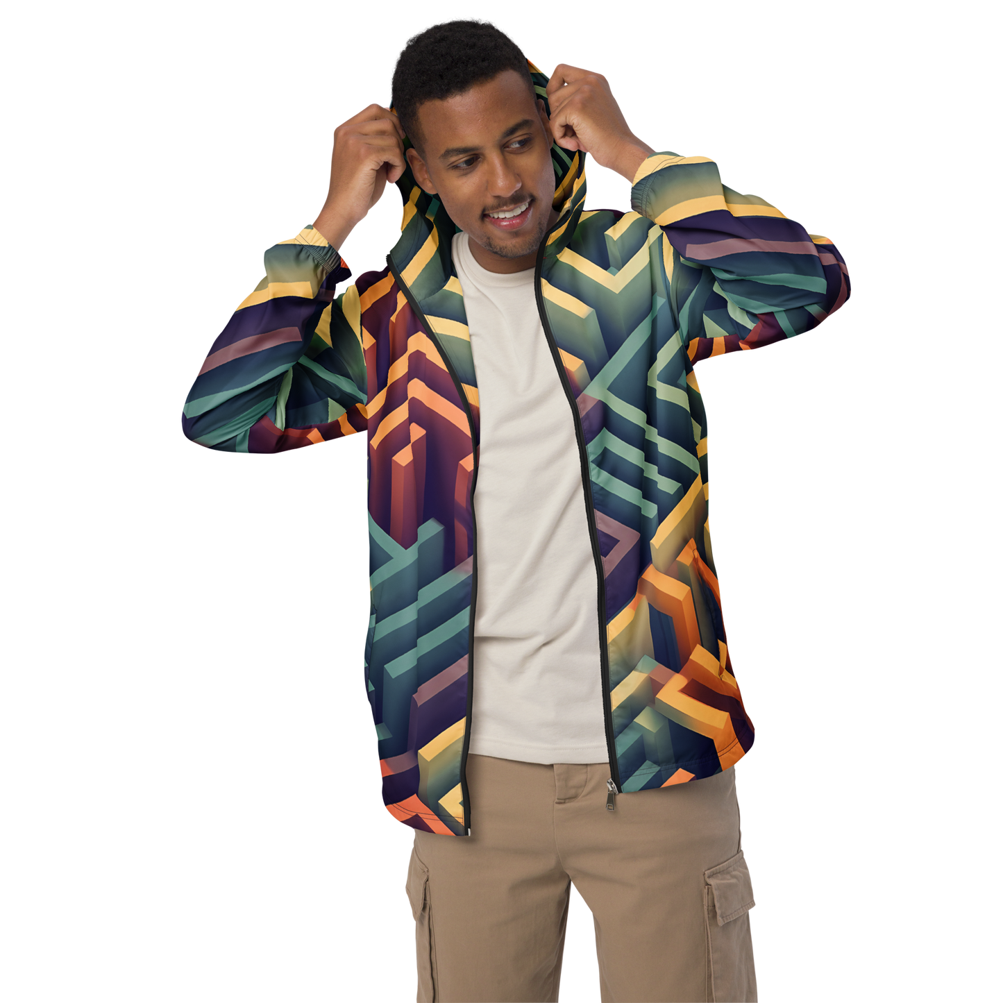 3D Maze Illusion | 3D Patterns | All-Over Print Men's Windbreaker - #3