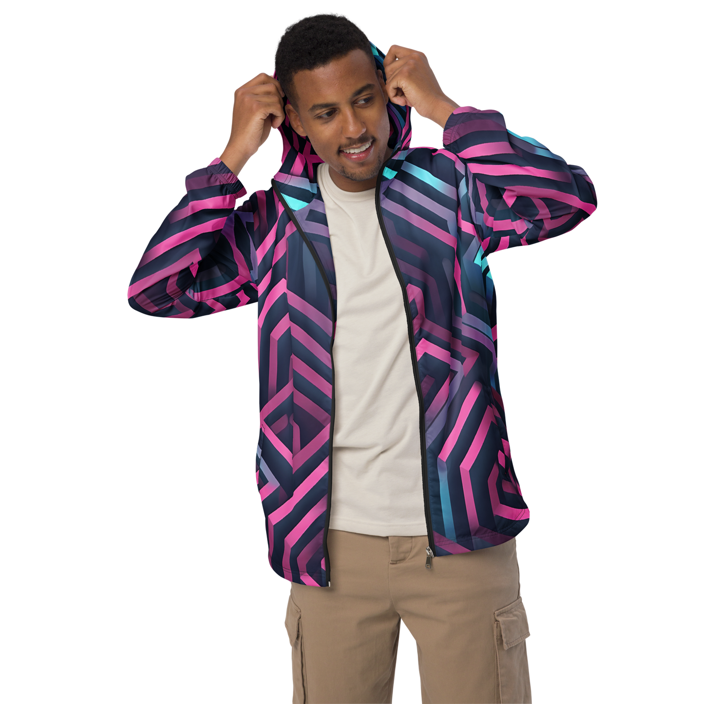 3D Maze Illusion | 3D Patterns | All-Over Print Men's Windbreaker - #4