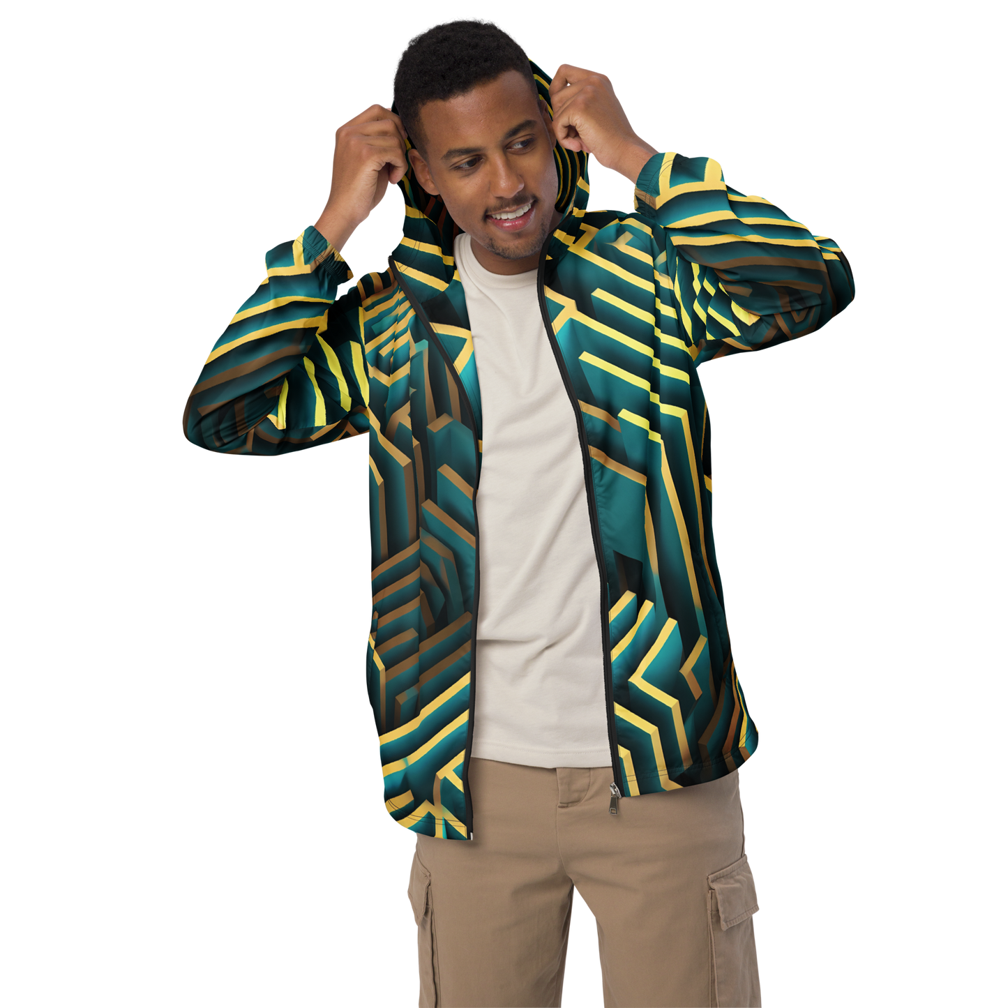 3D Maze Illusion | 3D Patterns | All-Over Print Men's Windbreaker - #5