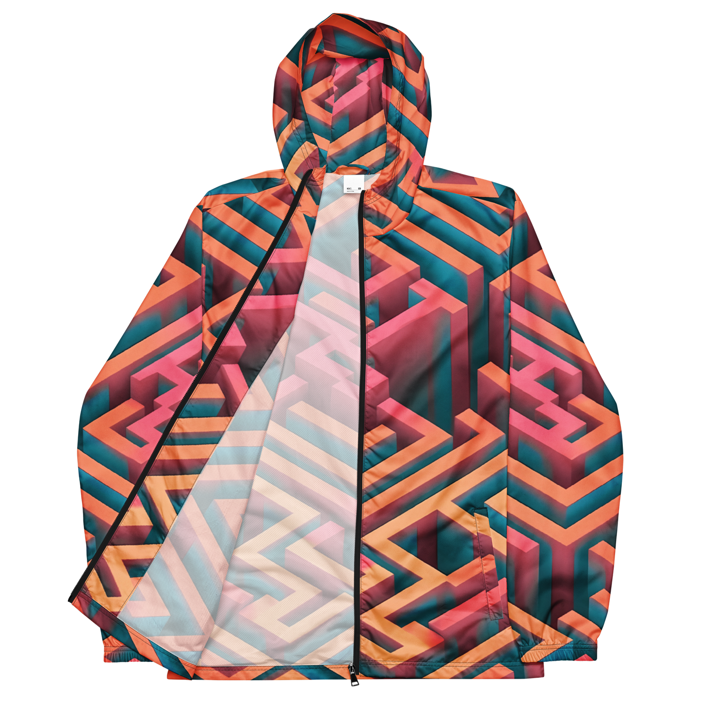 3D Maze Illusion | 3D Patterns | All-Over Print Men's Windbreaker - #1