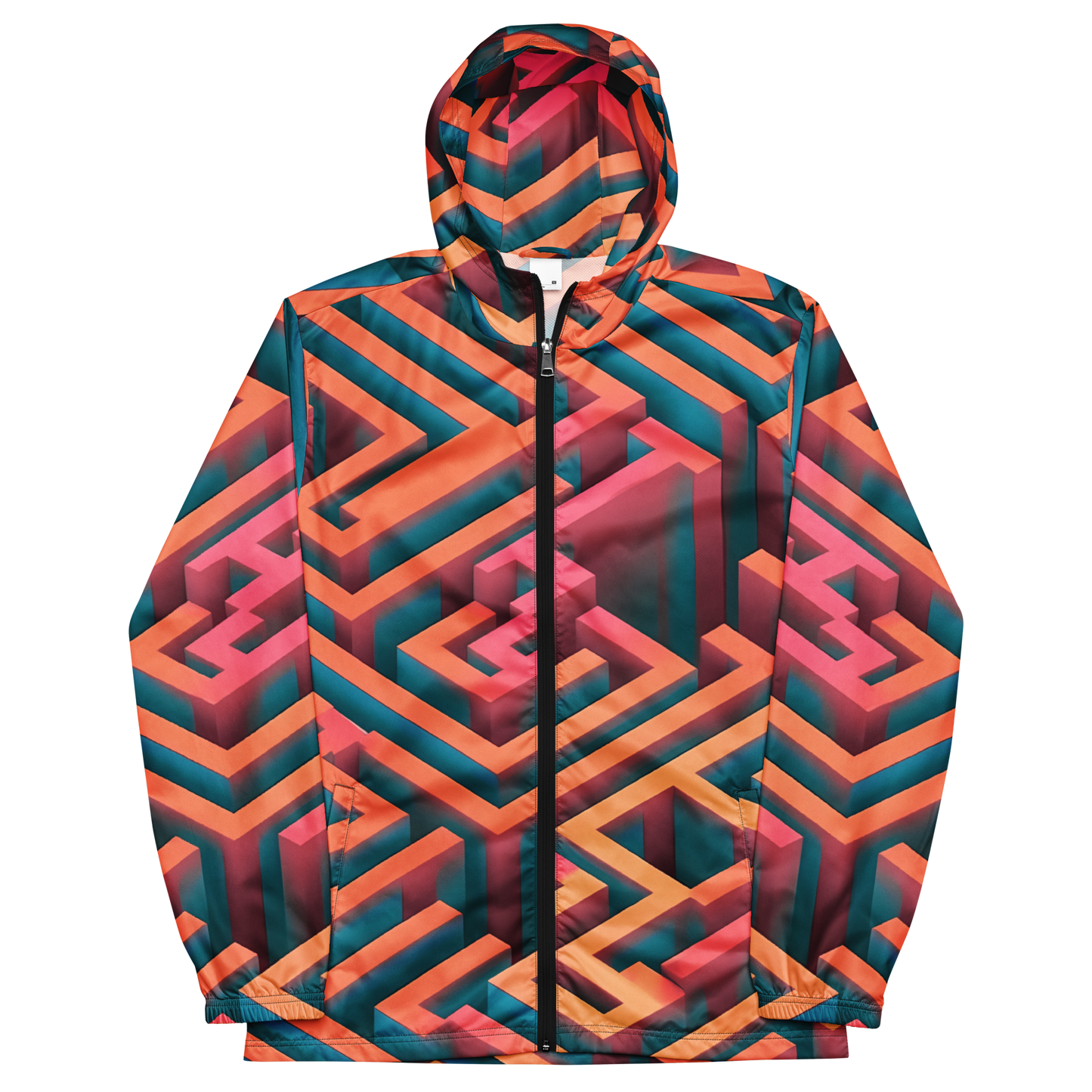 3D Maze Illusion | 3D Patterns | All-Over Print Men's Windbreaker - #1