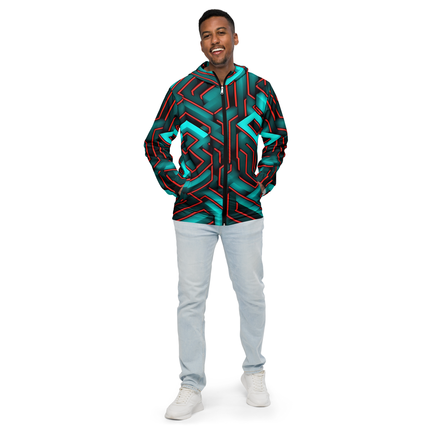 3D Maze Illusion | 3D Patterns | All-Over Print Men's Windbreaker - #2