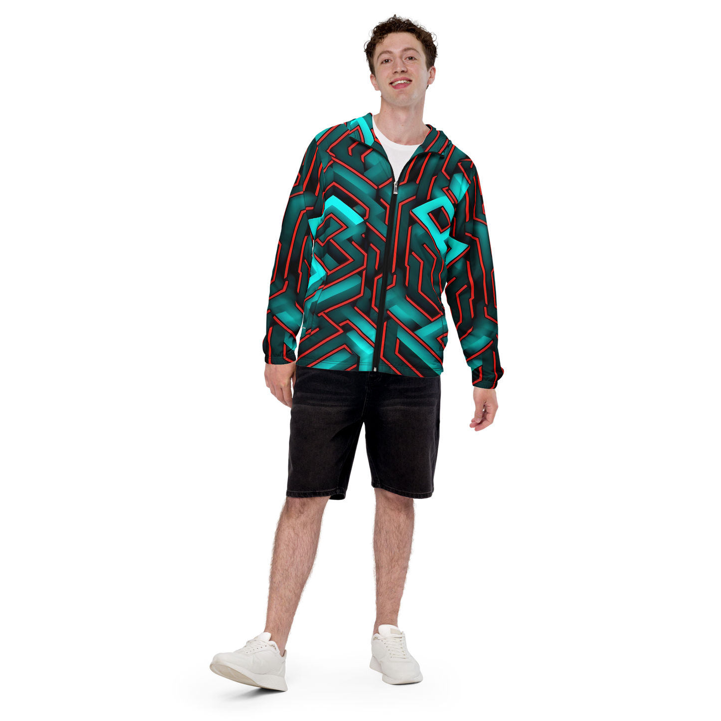 3D Maze Illusion | 3D Patterns | All-Over Print Men's Windbreaker - #2