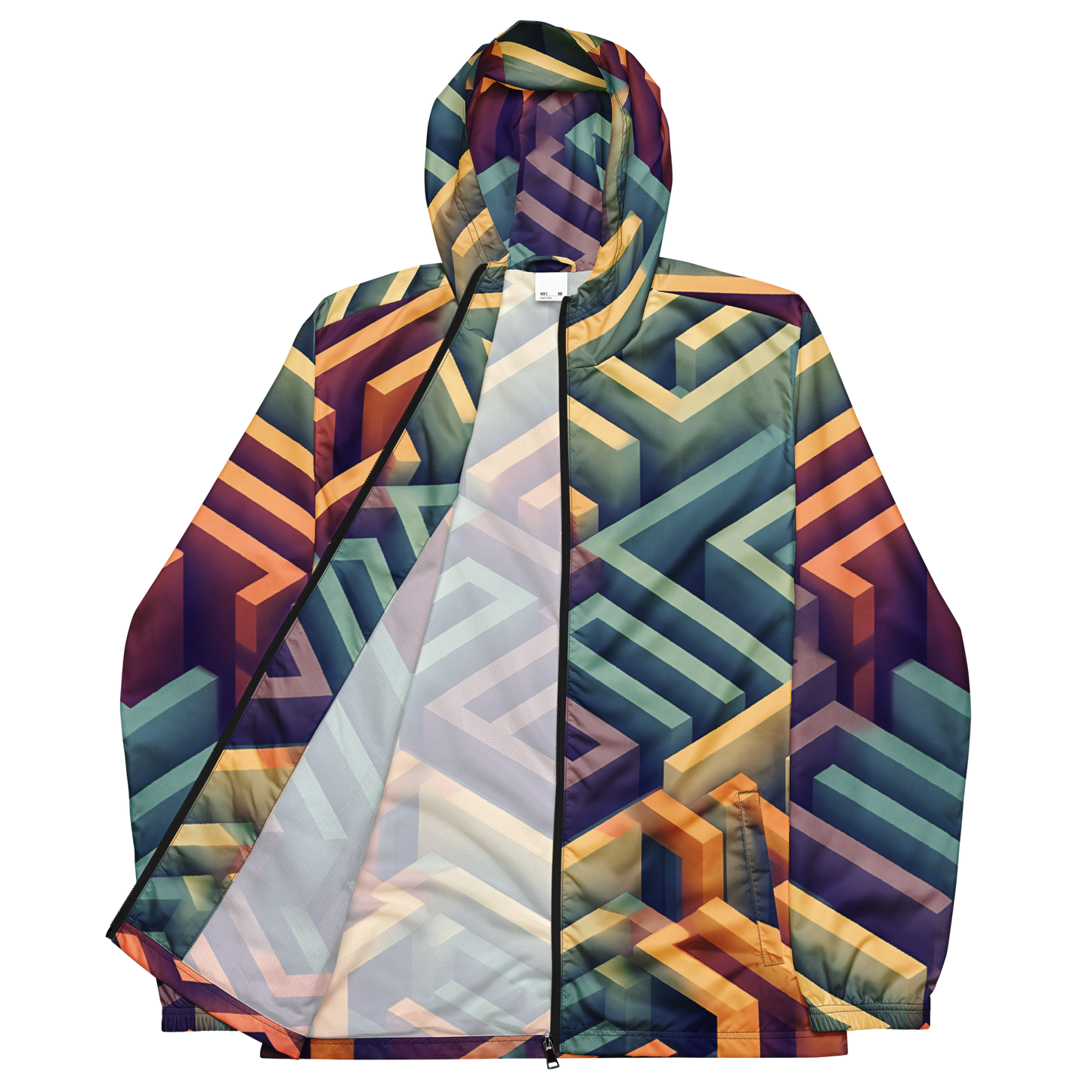 3D Maze Illusion | 3D Patterns | All-Over Print Men's Windbreaker - #3