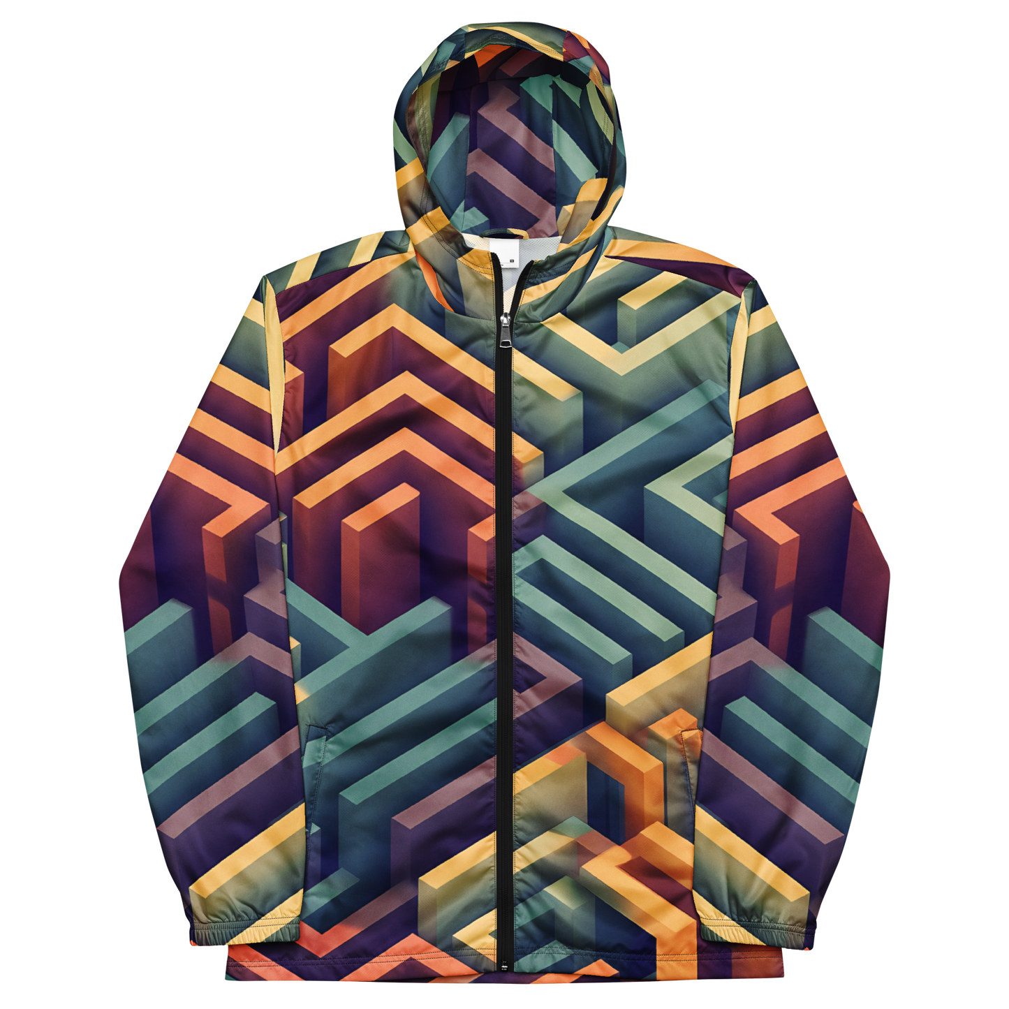 3D Maze Illusion | 3D Patterns | All-Over Print Men's Windbreaker - #3