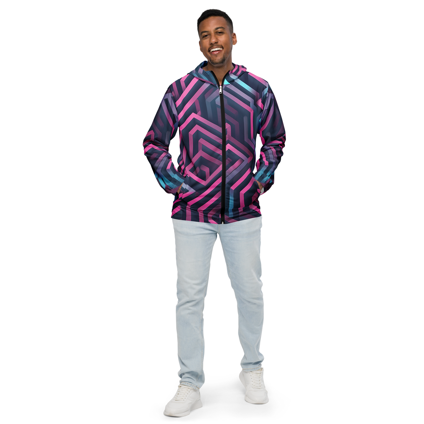 3D Maze Illusion | 3D Patterns | All-Over Print Men's Windbreaker - #4