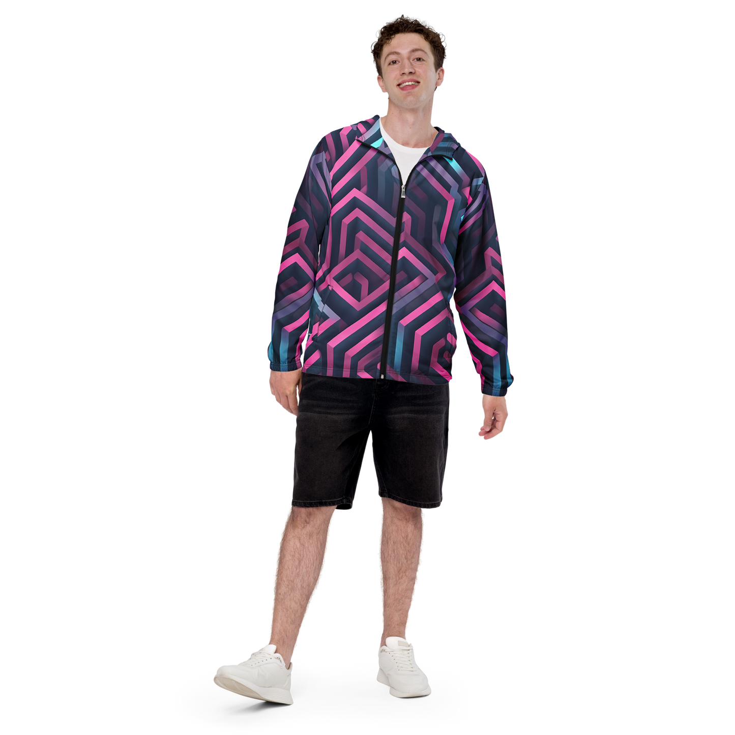 3D Maze Illusion | 3D Patterns | All-Over Print Men's Windbreaker - #4