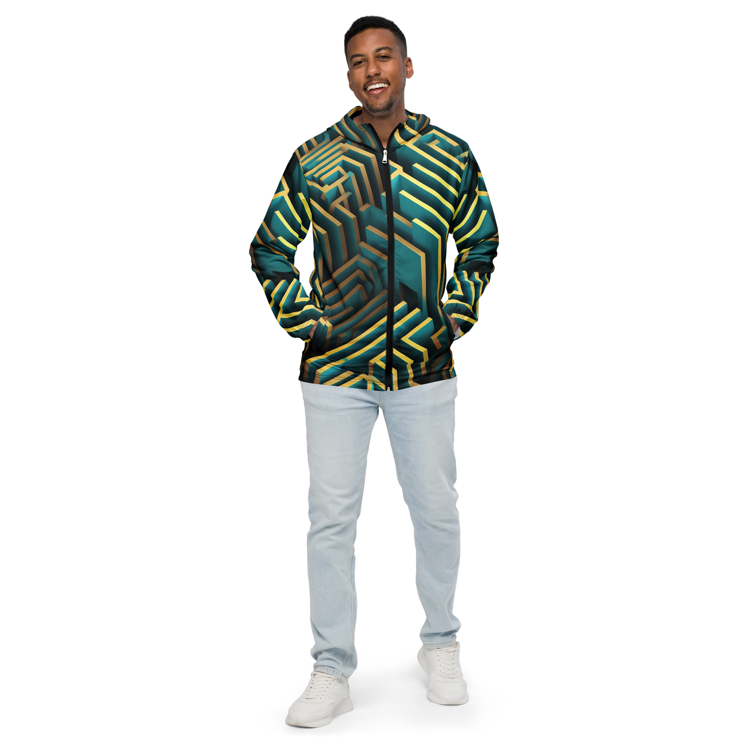 3D Maze Illusion | 3D Patterns | All-Over Print Men's Windbreaker - #5