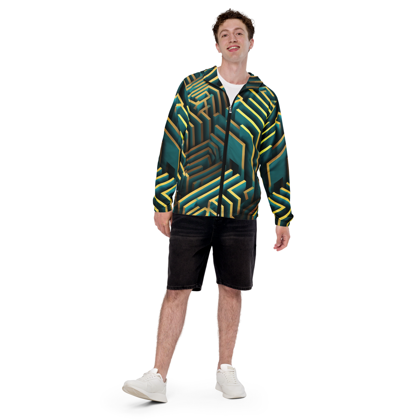 3D Maze Illusion | 3D Patterns | All-Over Print Men's Windbreaker - #5