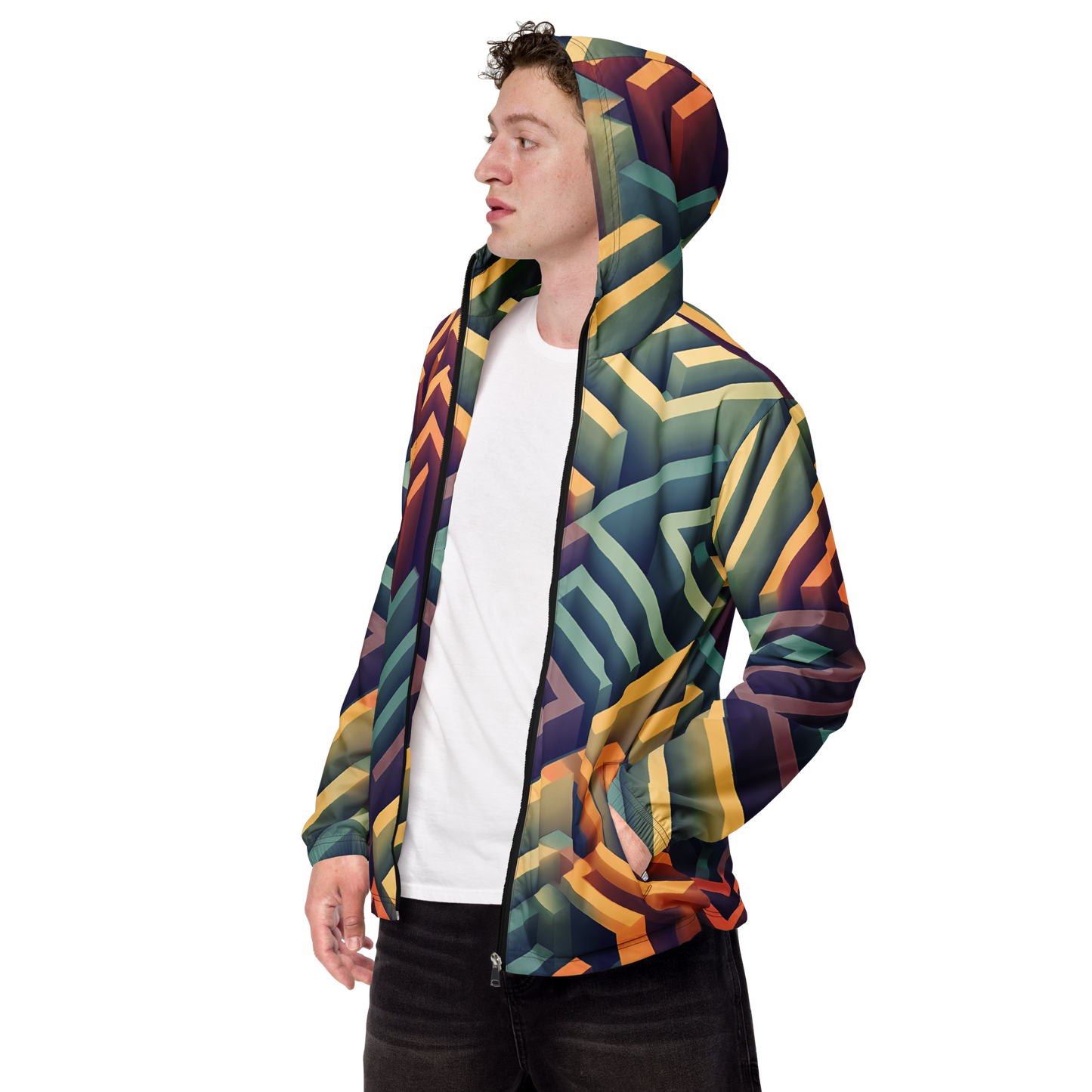 3D Maze Illusion | 3D Patterns | All-Over Print Men's Windbreaker - #3