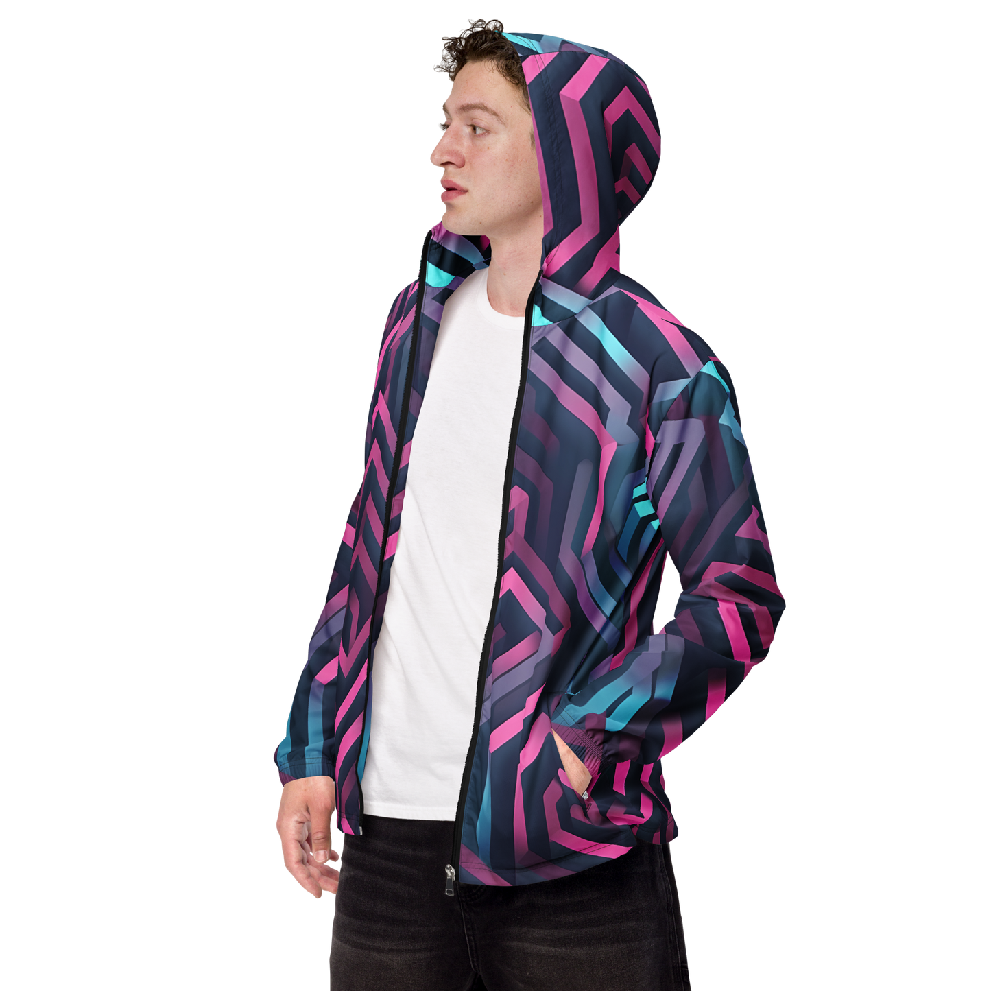 3D Maze Illusion | 3D Patterns | All-Over Print Men's Windbreaker - #4