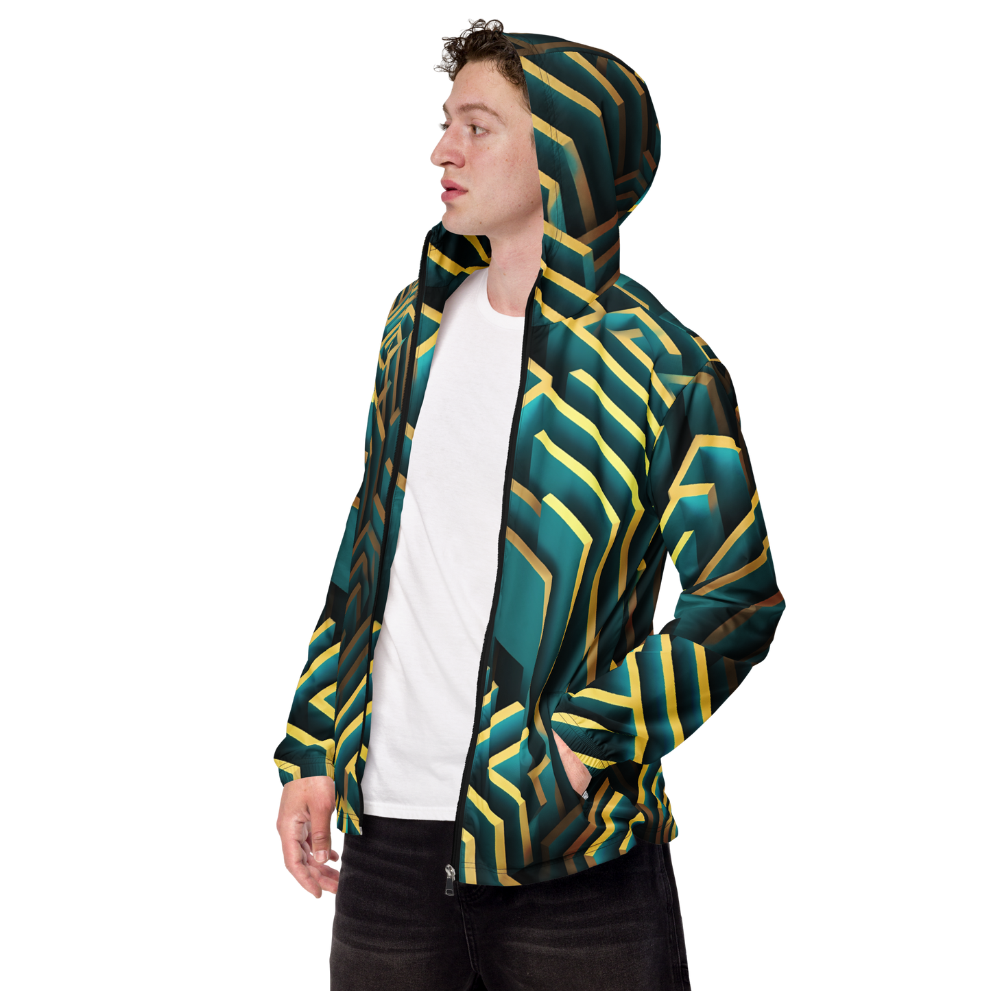 3D Maze Illusion | 3D Patterns | All-Over Print Men's Windbreaker - #5