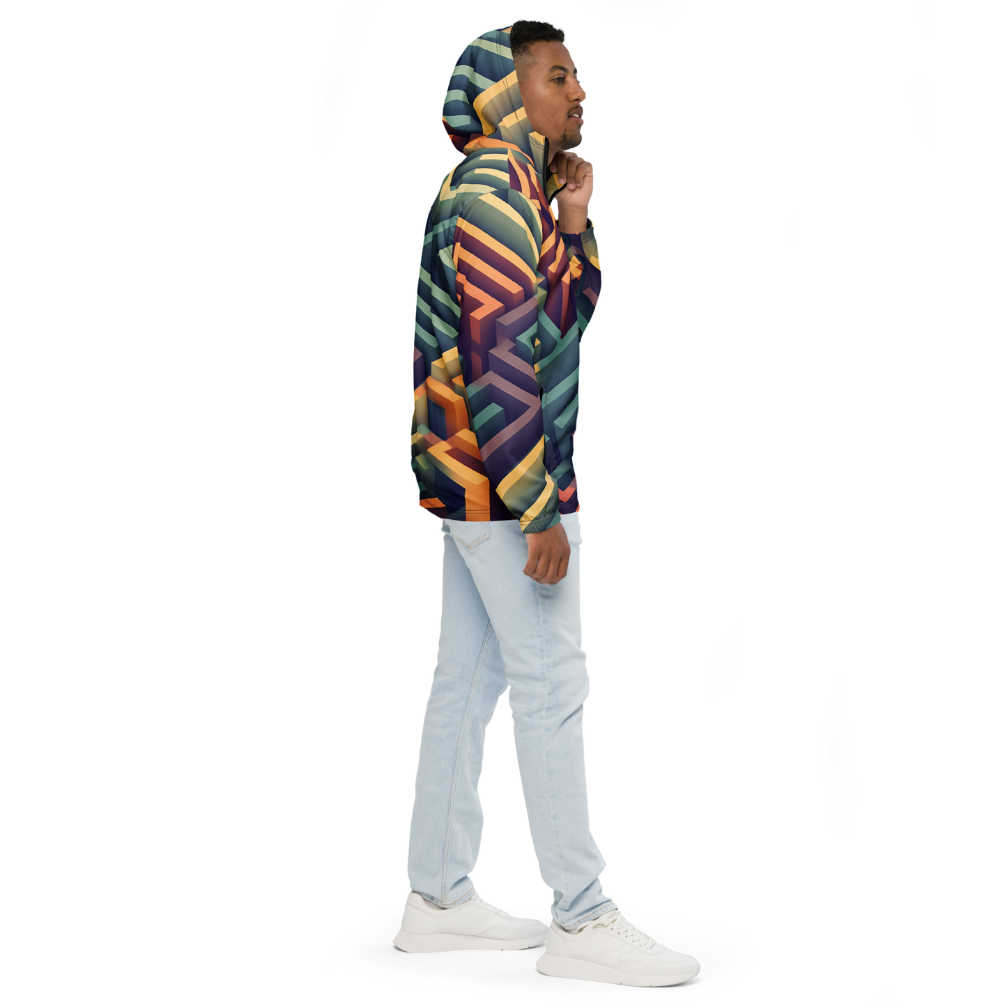 3D Maze Illusion | 3D Patterns | All-Over Print Men's Windbreaker - #3