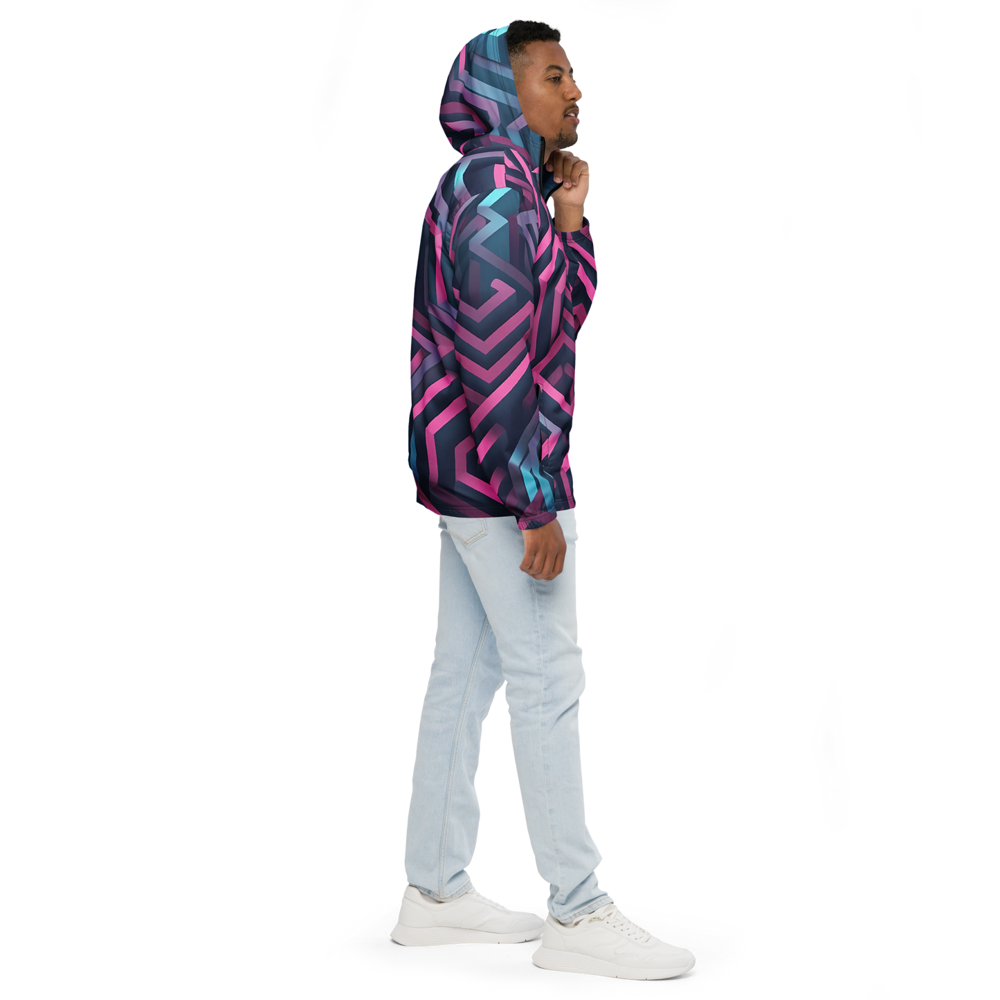 3D Maze Illusion | 3D Patterns | All-Over Print Men's Windbreaker - #4