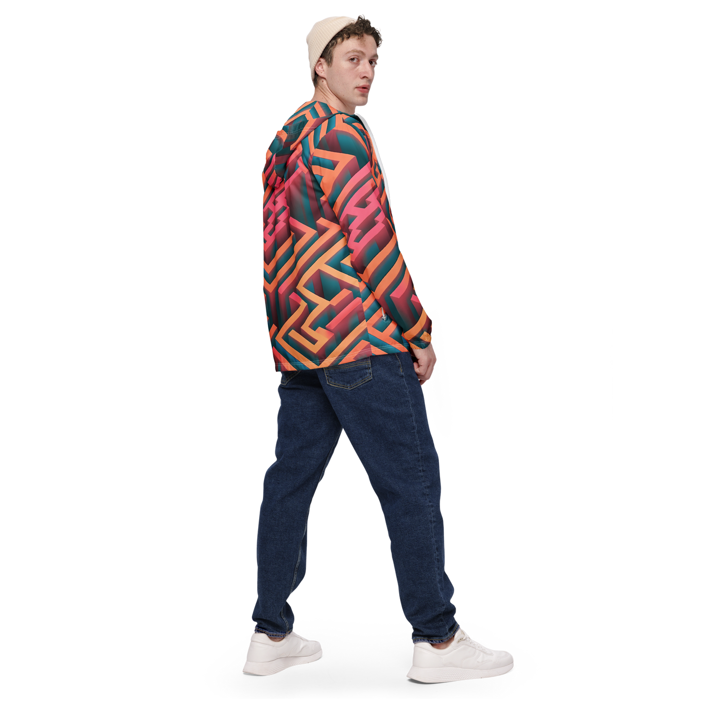 3D Maze Illusion | 3D Patterns | All-Over Print Men's Windbreaker - #1