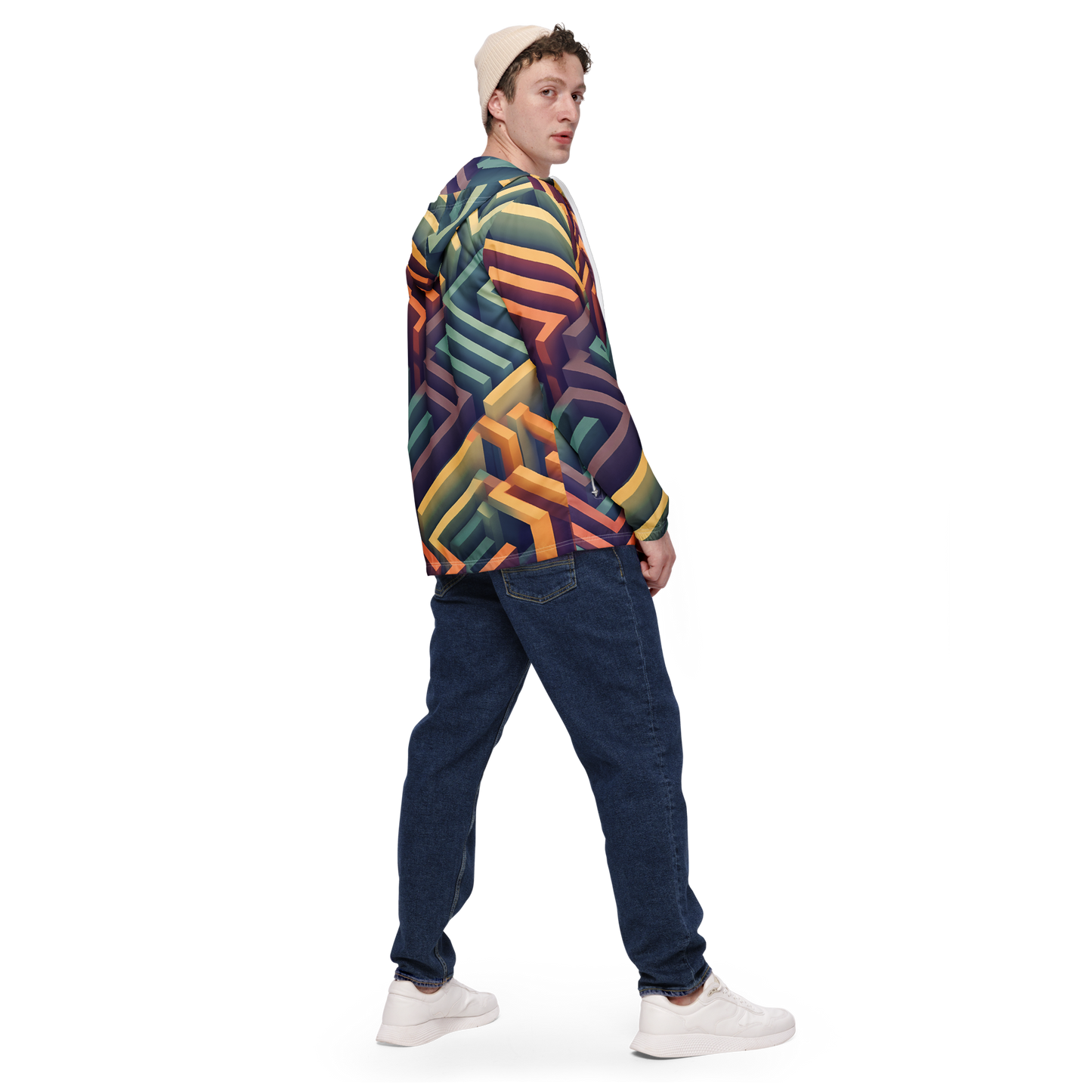 3D Maze Illusion | 3D Patterns | All-Over Print Men's Windbreaker - #3