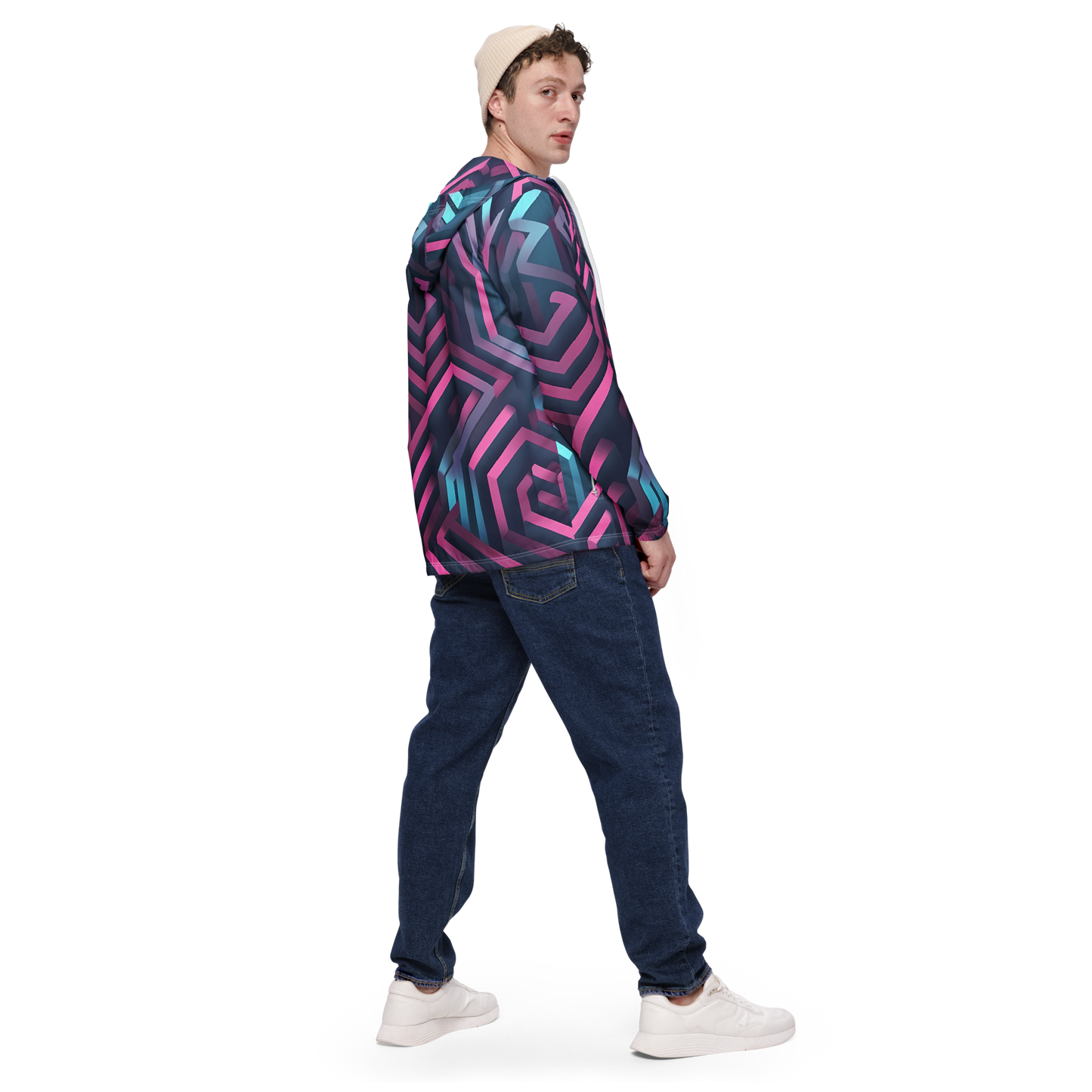 3D Maze Illusion | 3D Patterns | All-Over Print Men's Windbreaker - #4