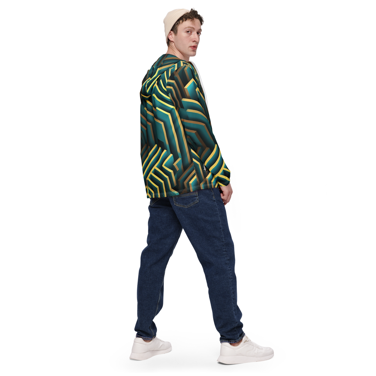 3D Maze Illusion | 3D Patterns | All-Over Print Men's Windbreaker - #5