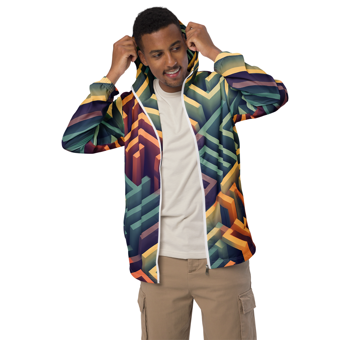 3D Maze Illusion | 3D Patterns | All-Over Print Men's Windbreaker - #3