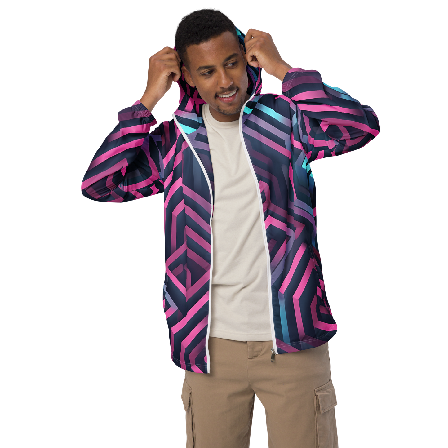 3D Maze Illusion | 3D Patterns | All-Over Print Men's Windbreaker - #4