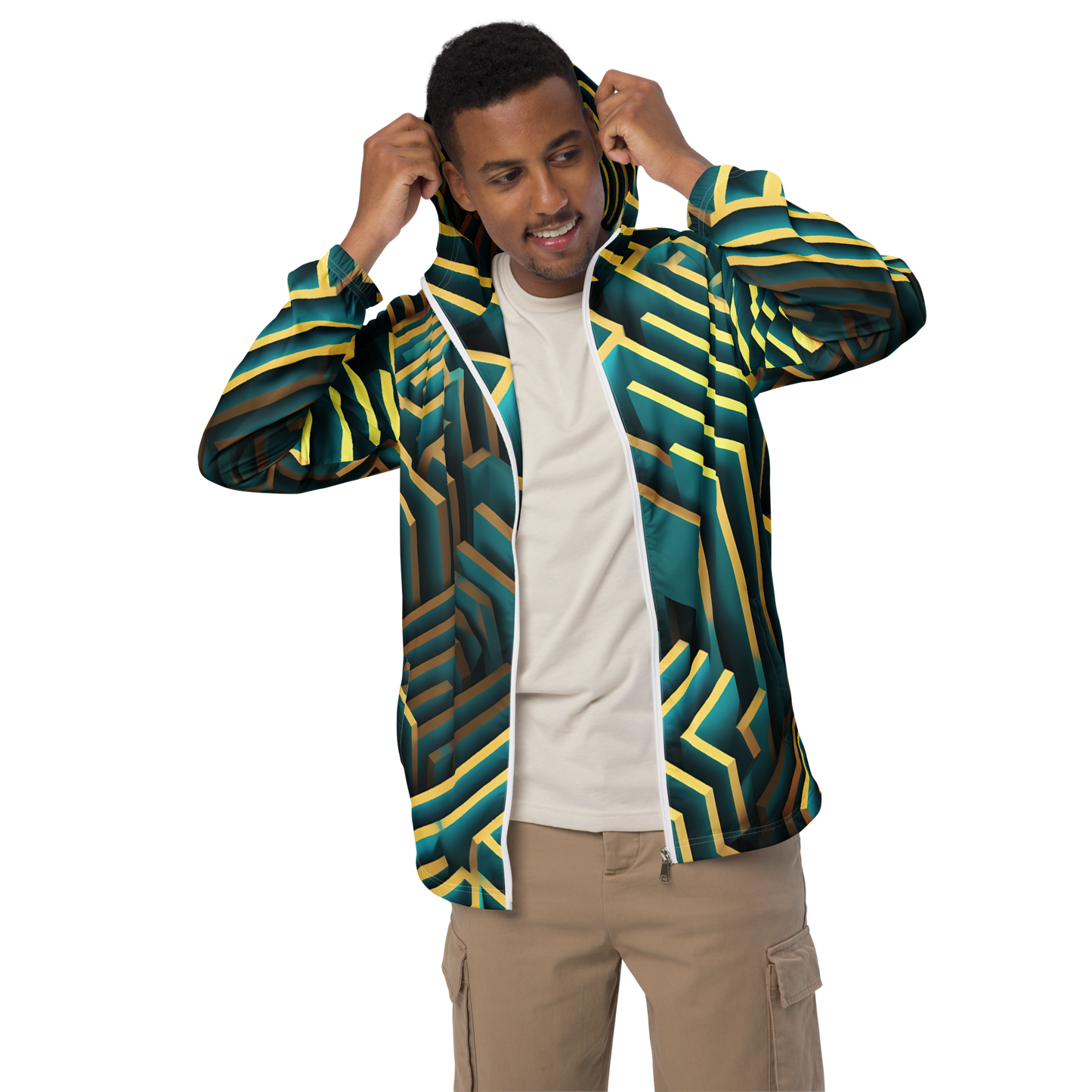 3D Maze Illusion | 3D Patterns | All-Over Print Men's Windbreaker - #5