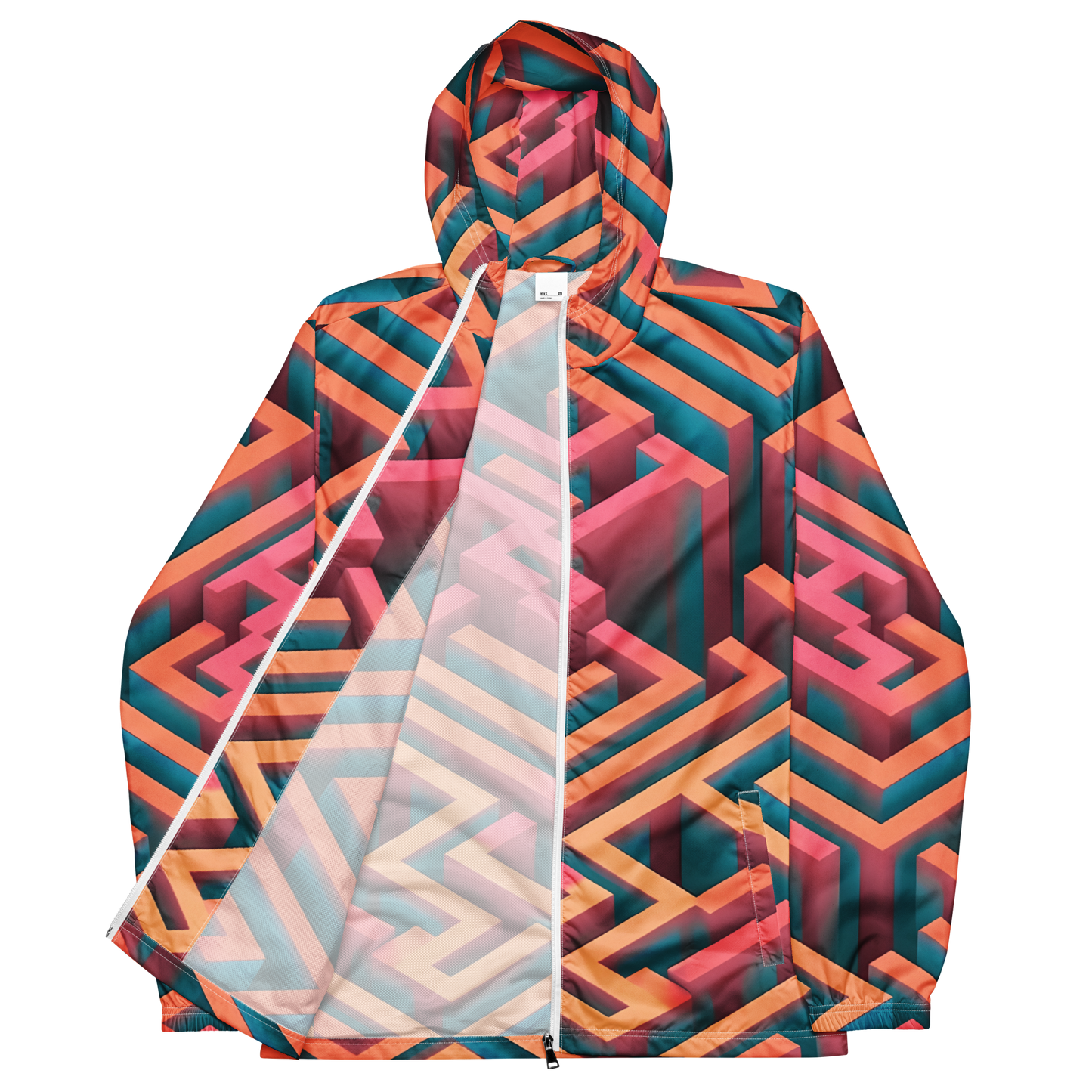 3D Maze Illusion | 3D Patterns | All-Over Print Men's Windbreaker - #1