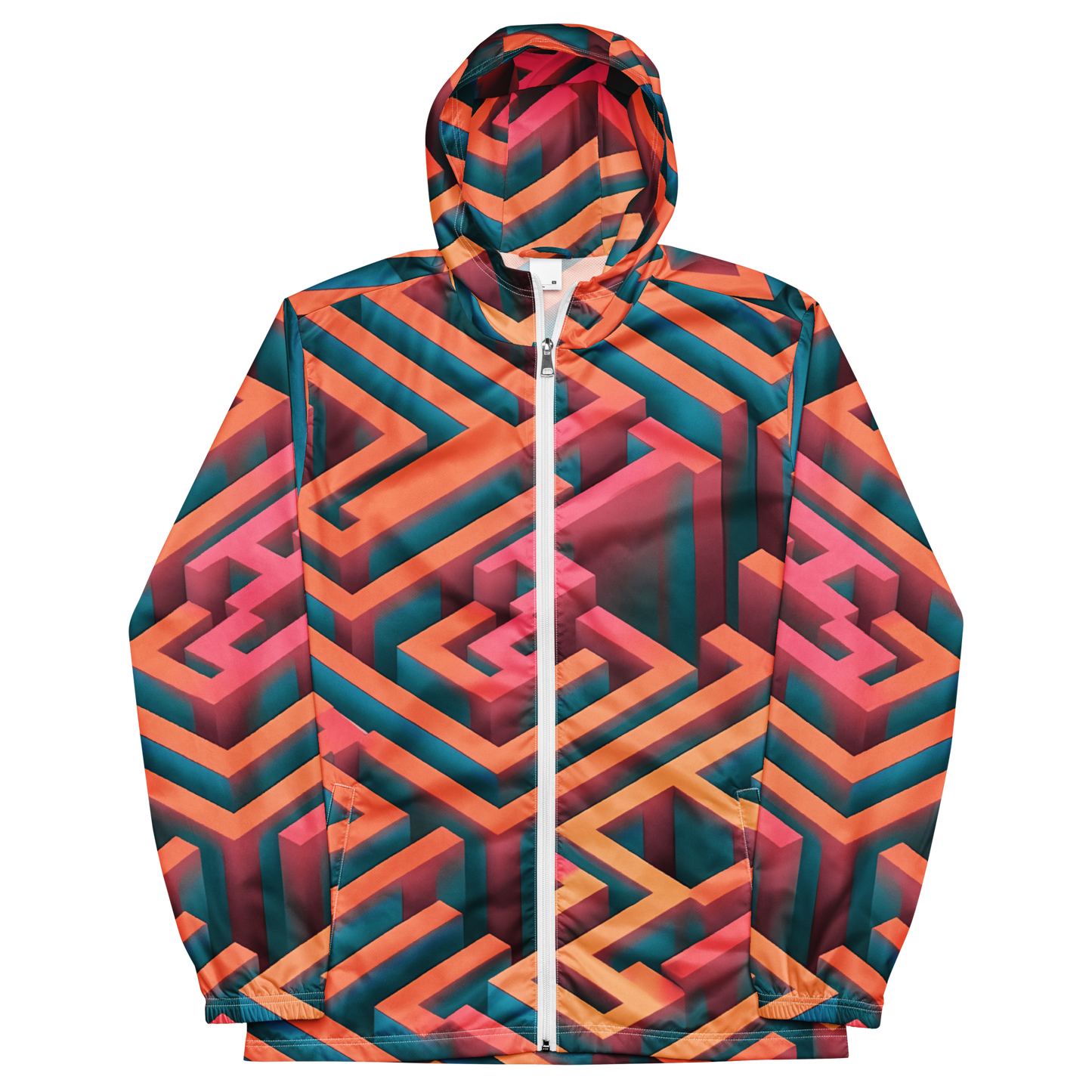 3D Maze Illusion | 3D Patterns | All-Over Print Men's Windbreaker - #1