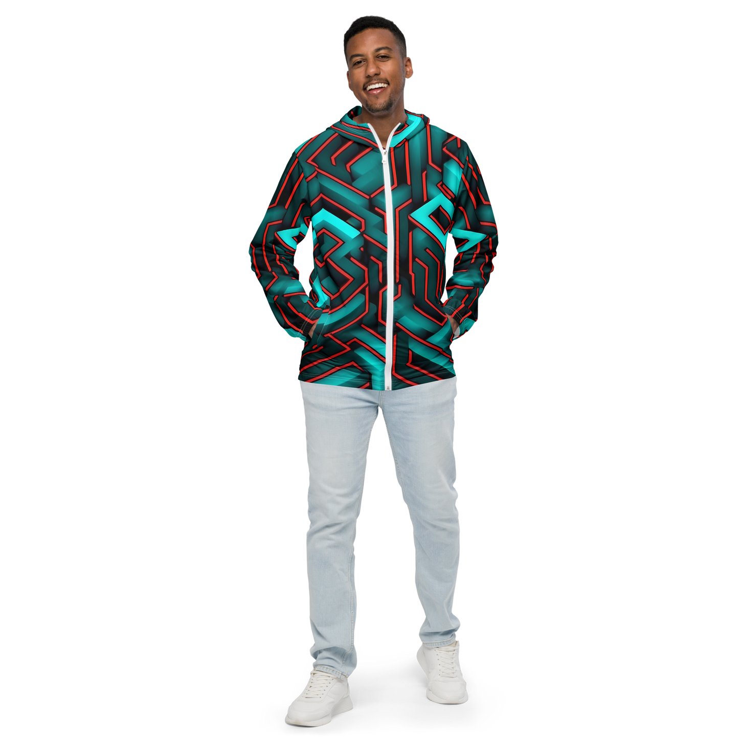 3D Maze Illusion | 3D Patterns | All-Over Print Men's Windbreaker - #2