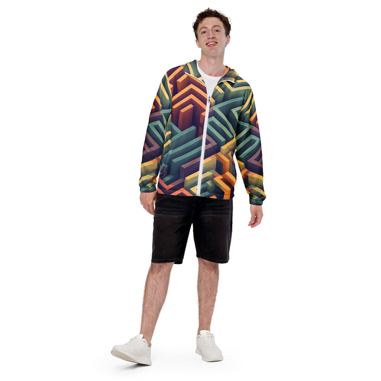 3D Maze Illusion | 3D Patterns | All-Over Print Men's Windbreaker - #3